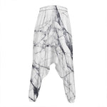 White Gray Scratch Marble Print Hammer Pants