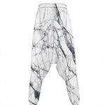 White Gray Scratch Marble Print Hammer Pants