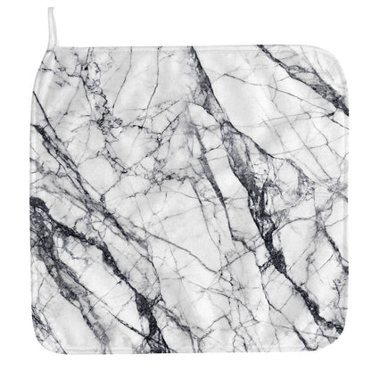 White Gray Scratch Marble Print Hand Towel
