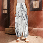 White Gray Scratch Marble Print Harem Pants