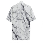 White Gray Scratch Marble Print Hawaiian Shirt