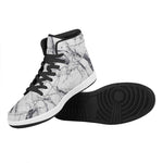 White Gray Scratch Marble Print High Top Leather Sneakers