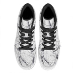 White Gray Scratch Marble Print High Top Leather Sneakers