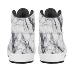 White Gray Scratch Marble Print High Top Leather Sneakers