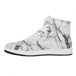 White Gray Scratch Marble Print High Top Leather Sneakers