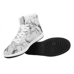 White Gray Scratch Marble Print High Top Leather Sneakers