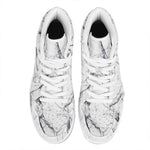 White Gray Scratch Marble Print High Top Leather Sneakers