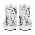 White Gray Scratch Marble Print High Top Leather Sneakers