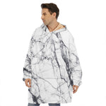 White Gray Scratch Marble Print Hoodie Blanket