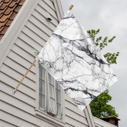 White Gray Scratch Marble Print House Flag