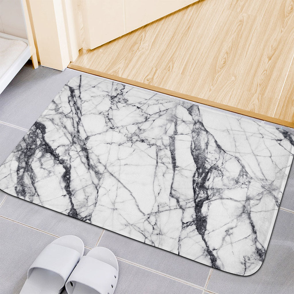 White Gray Scratch Marble Print Indoor Door Mat