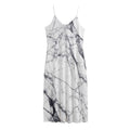 White Gray Scratch Marble Print Jersey Midi Cami Dress