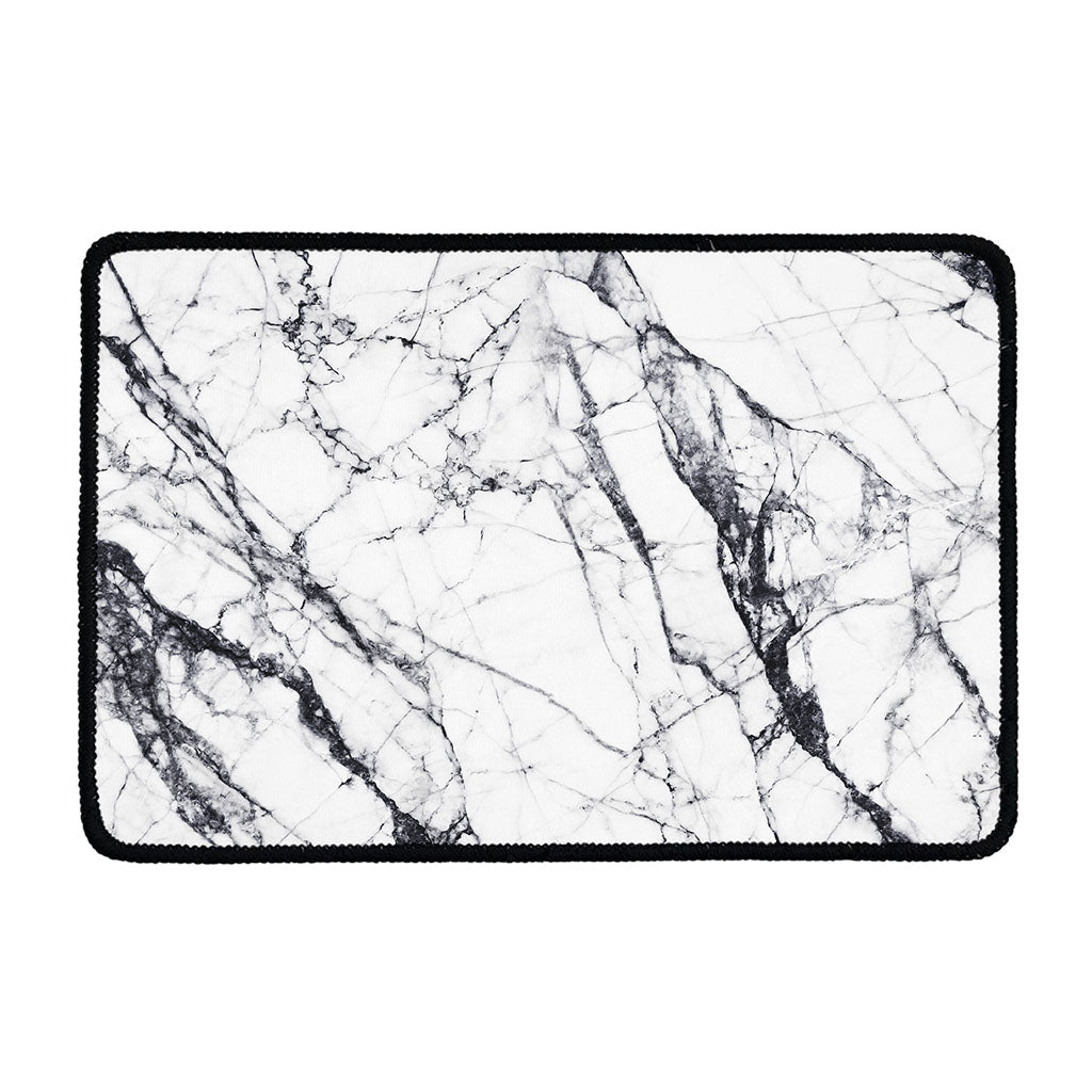 White Gray Scratch Marble Print Kitchen Mat