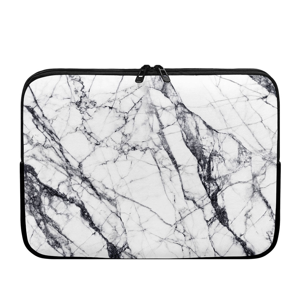 White Gray Scratch Marble Print Laptop Sleeve