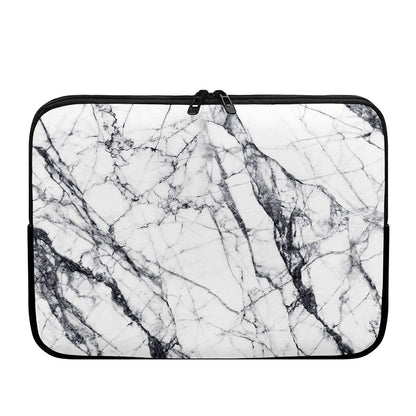 White Gray Scratch Marble Print Laptop Sleeve