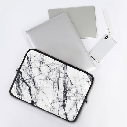 White Gray Scratch Marble Print Laptop Sleeve