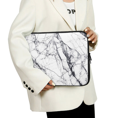 White Gray Scratch Marble Print Laptop Sleeve