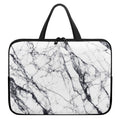 White Gray Scratch Marble Print Laptop Sleeve With Handle