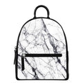 White Gray Scratch Marble Print Leather Backpack