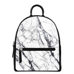 White Gray Scratch Marble Print Leather Backpack