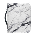 White Gray Scratch Marble Print Leather Bible Cover