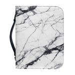 White Gray Scratch Marble Print Leather Bible Cover
