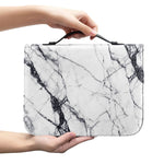 White Gray Scratch Marble Print Leather Bible Cover