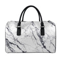 White Gray Scratch Marble Print Leather Duffel Bag
