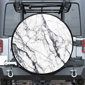 White Gray Scratch Marble Print Leather Spare Tire Cover