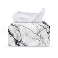 White Gray Scratch Marble Print Leather Tissue Box Cover