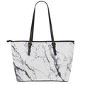 White Gray Scratch Marble Print Leather Tote Bag With Zipper