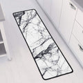 White Gray Scratch Marble Print Long Kitchen Mat