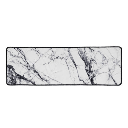 White Gray Scratch Marble Print Long Kitchen Mat