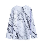 White Gray Scratch Marble Print Long Sleeve Short Coat