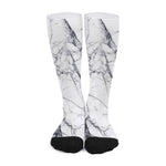 White Gray Scratch Marble Print Long Socks