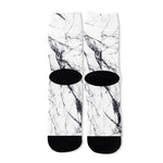 White Gray Scratch Marble Print Long Socks