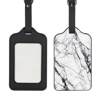 White Gray Scratch Marble Print Luggage Tag