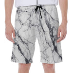 White Gray Scratch Marble Print Men's Beach Shorts