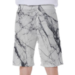 White Gray Scratch Marble Print Men's Beach Shorts