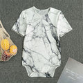 White Gray Scratch Marble Print Men's Bodysuit