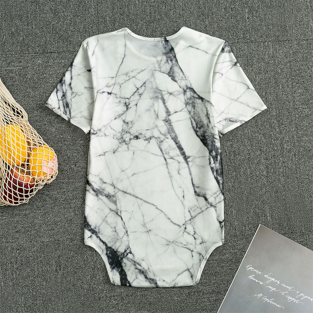 White Gray Scratch Marble Print Men's Bodysuit