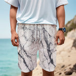White Gray Scratch Marble Print Men's Cargo Shorts