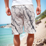 White Gray Scratch Marble Print Men's Cargo Shorts