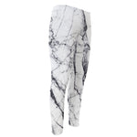 White Gray Scratch Marble Print Men's Compression Pants