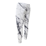 White Gray Scratch Marble Print Men's Compression Pants