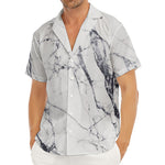 White Gray Scratch Marble Print Men's Deep V-Neck Shirt