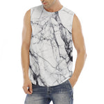 White Gray Scratch Marble Print Men's Fitness Tank Top
