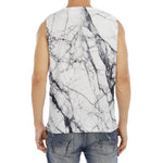 White Gray Scratch Marble Print Men's Fitness Tank Top