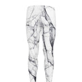 White Gray Scratch Marble Print Men's Leggings