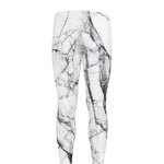 White Gray Scratch Marble Print Men's leggings